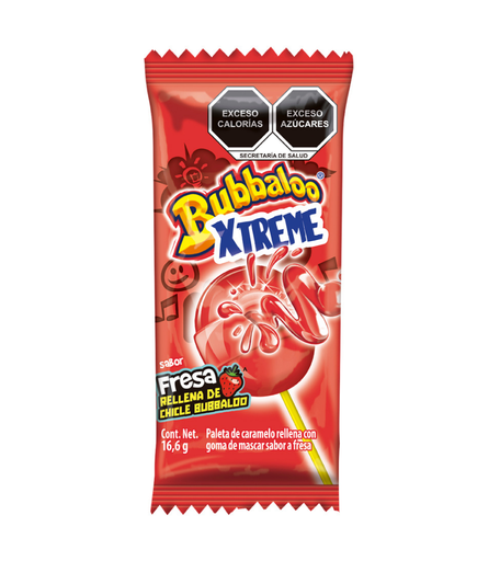 Paleta Fresa Bubbaloo Xtreme 16.6g